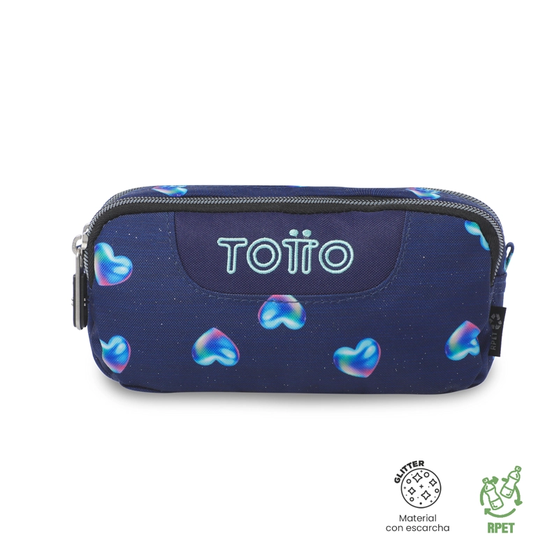 ESTUCHE ESCOLAR PEQUEÑA PARA MUJER SOBRE GLITTER AZUL - 1