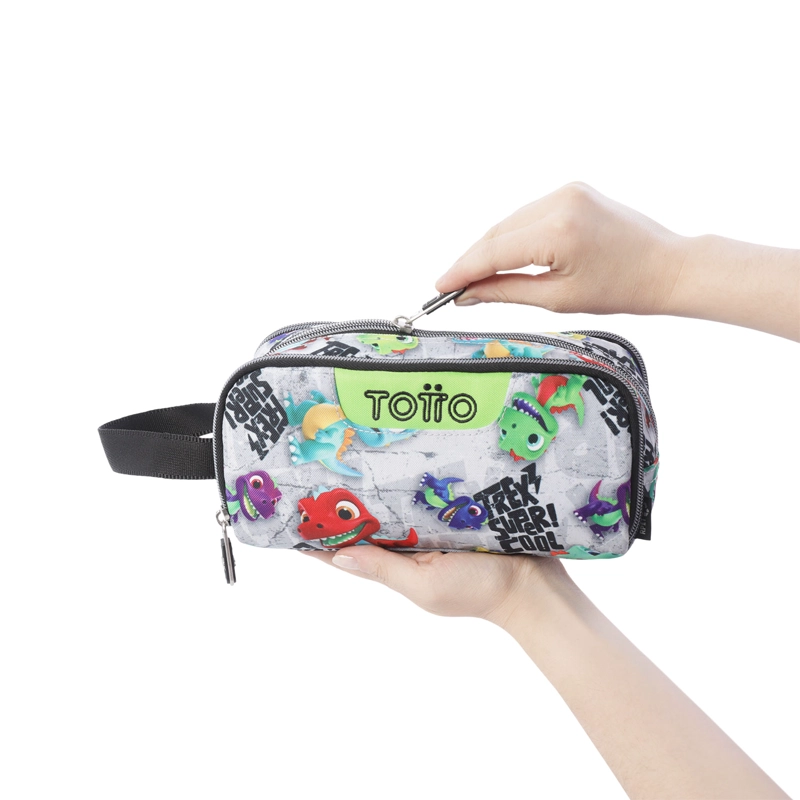 ESTUCHE ESCOLAR MEDIANA PARA NIÑO CINTA PRO GRIS - 3