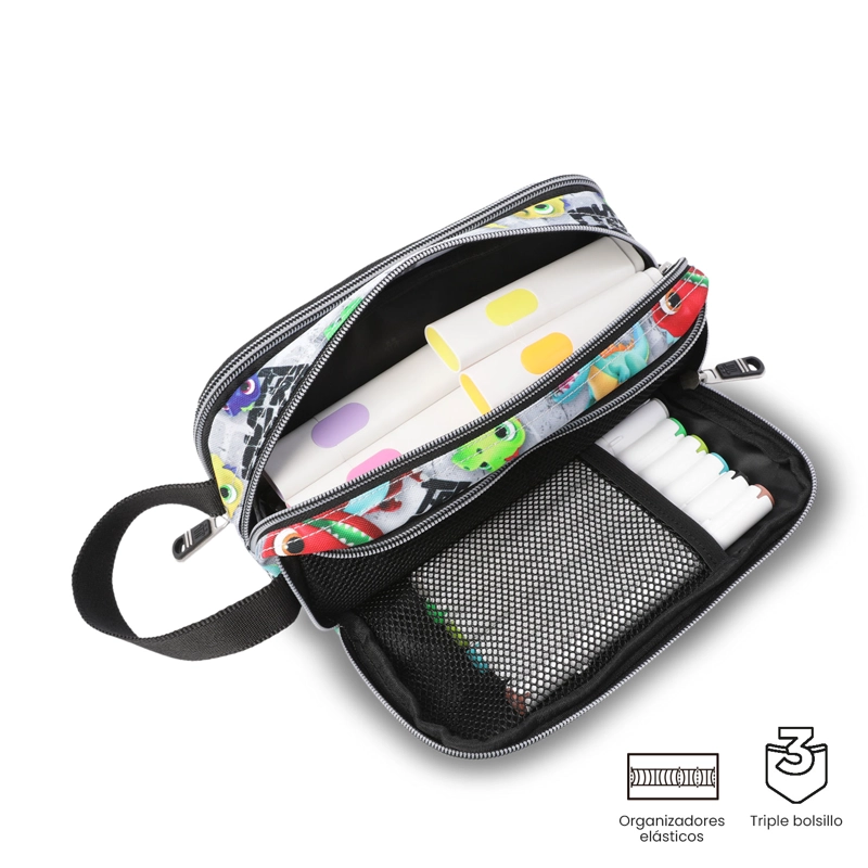 ESTUCHE ESCOLAR MEDIANA PARA NIÑO CINTA PRO GRIS - 4