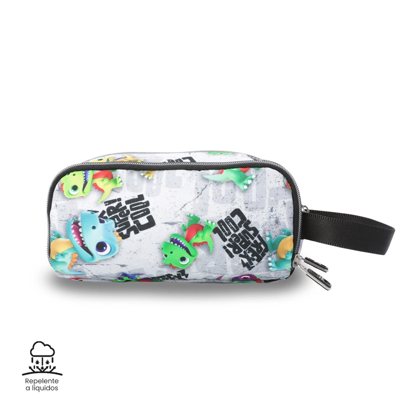 ESTUCHE ESCOLAR MEDIANA PARA NIÑO CINTA PRO GRIS - 5