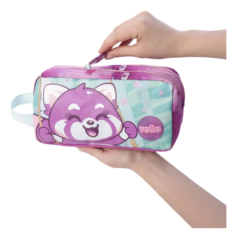ESTUCHE ESCOLAR GRANDE PARA NIÑA 2 CUERPOS BAMBU MORADA - 3