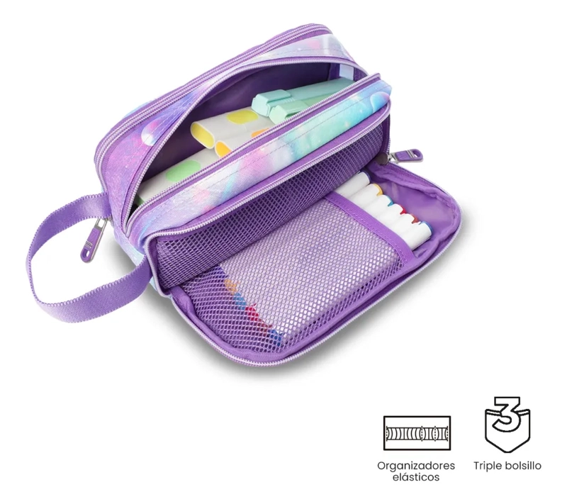ESTUCHE ESCOLAR MEDIANA PARA MUJER CINTA PRO MORADA - 4