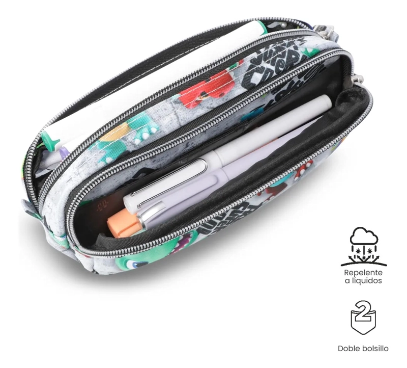 ESTUCHE ESCOLAR PEQUEÑA PARA NIÑO SOBRE GRIS - 4