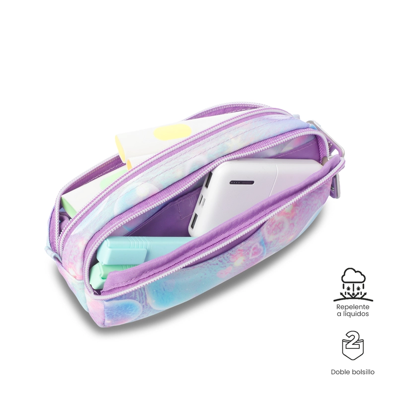 ESTUCHE ESCOLAR PEQUEÑA PARA MUJER SOBRE MORADO - 4