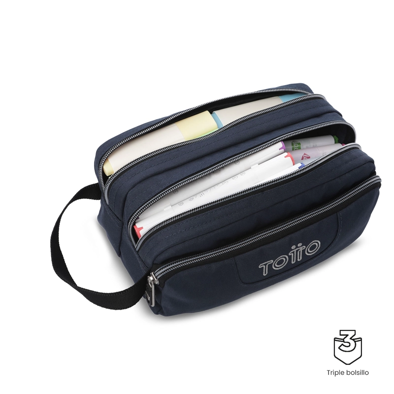 ESTUCHE MULTIUSO AGAPEC ECOLE SOLID GRANDE AZUL - 4