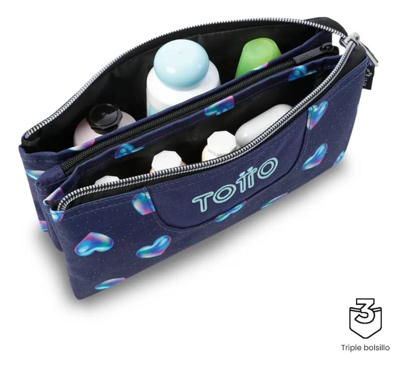 ESTUCHE MULTIUSO TABLERO GLITTER PEQUEÑA AZUL MUJER - 4