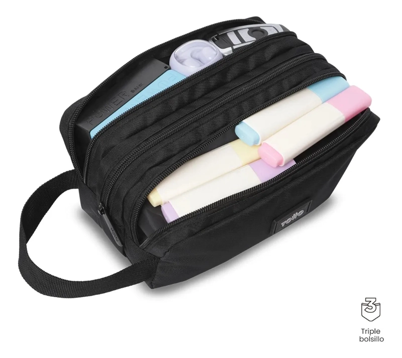 ESTUCHE MULTIUSO TRIK GRANDE NEGRA - 4