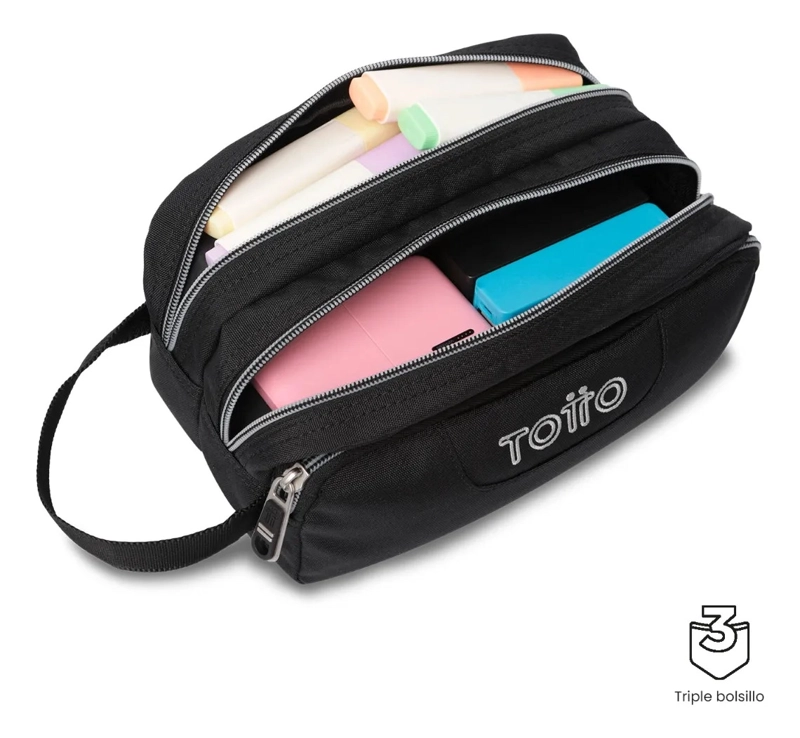 ESTUCHE MULTIUSO AGAPEC ECOLE SOLID GRANDE NEGRA - 4