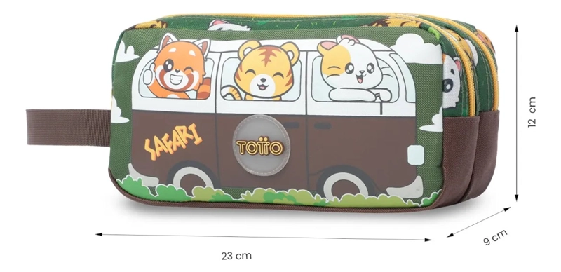 ESTUCHE ESCOLAR GRANDE PARA NIÑO 2 CUERPOS SAFARI VERDE - 2