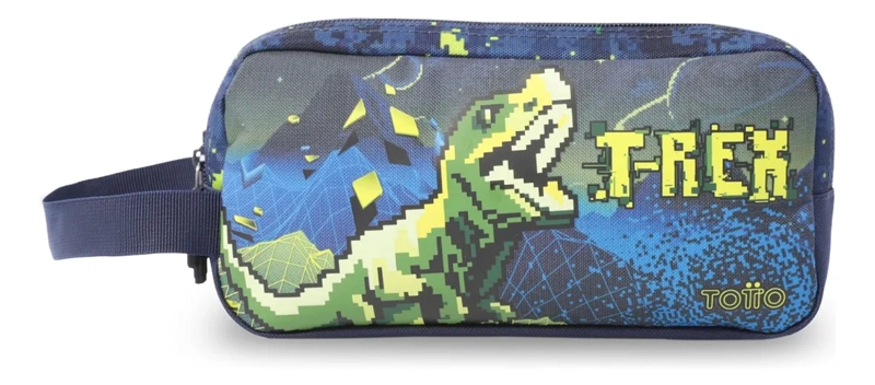 ESTUCHE ESCOLAR GRANDE PARA NIÑO 2 CUERPOS DIGISAURIO AZUL - 1
