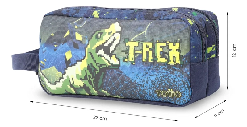 ESTUCHE ESCOLAR GRANDE PARA NIÑO 2 CUERPOS DIGISAURIO AZUL - 2