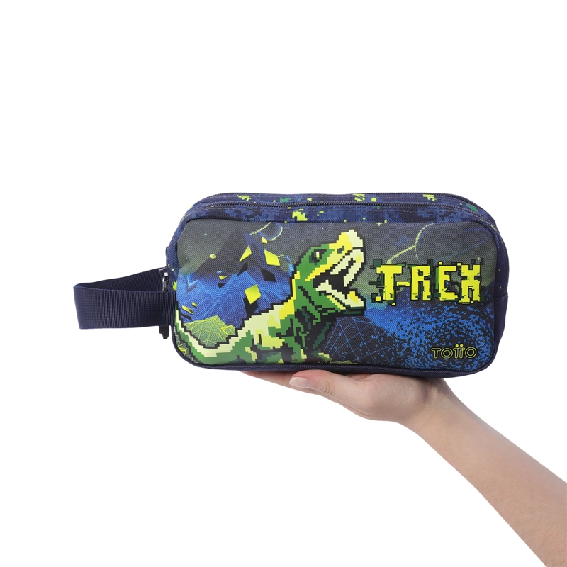ESTUCHE ESCOLAR GRANDE PARA NIÑO 2 CUERPOS DIGISAURIO AZUL - 3