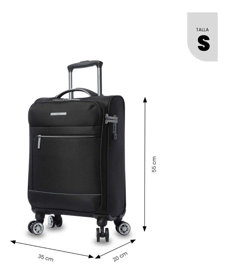MALETA DE CABINA 360 LIVIANA S1 10 KILOS NEGRA - 3