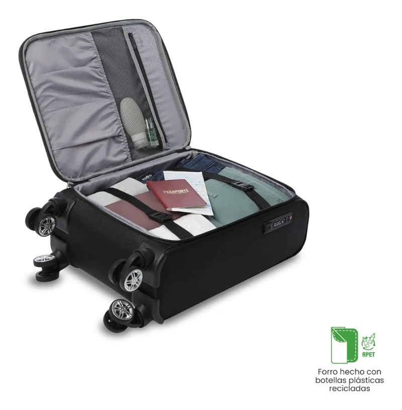 MALETA DE CABINA 360 LIVIANA S1 10 KILOS NEGRA - 4