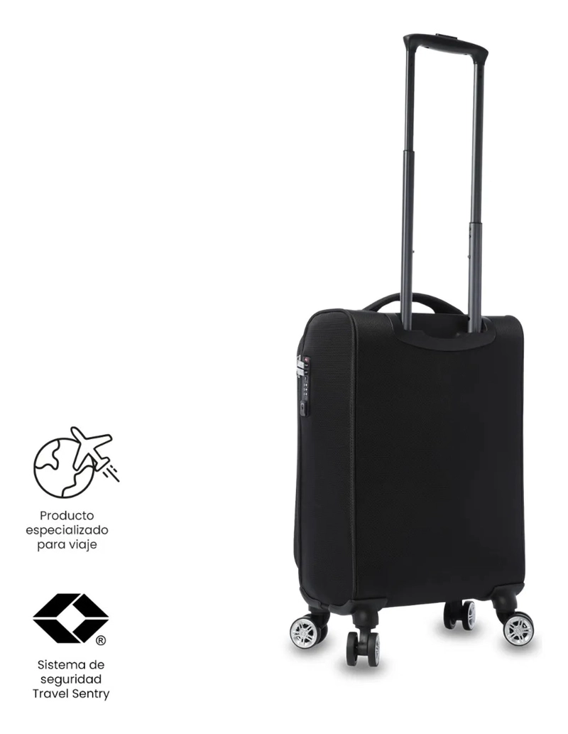 MALETA DE CABINA 360 LIVIANA S1 10 KILOS NEGRA - 6