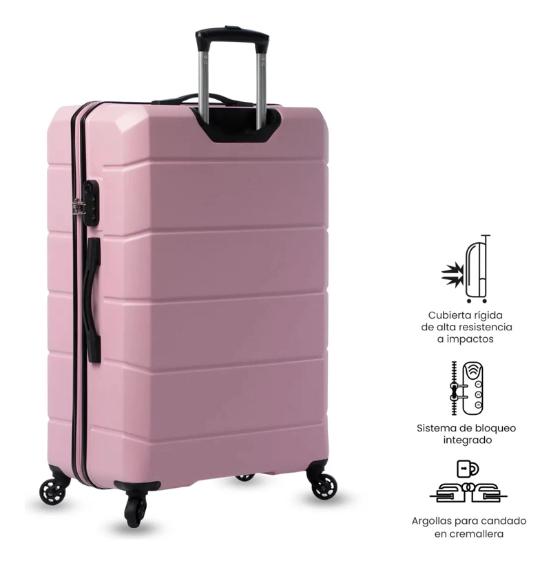 MALETA DE VIAJE GRANDE 23 KILOS 360 RAYATTA ROSADA - 5