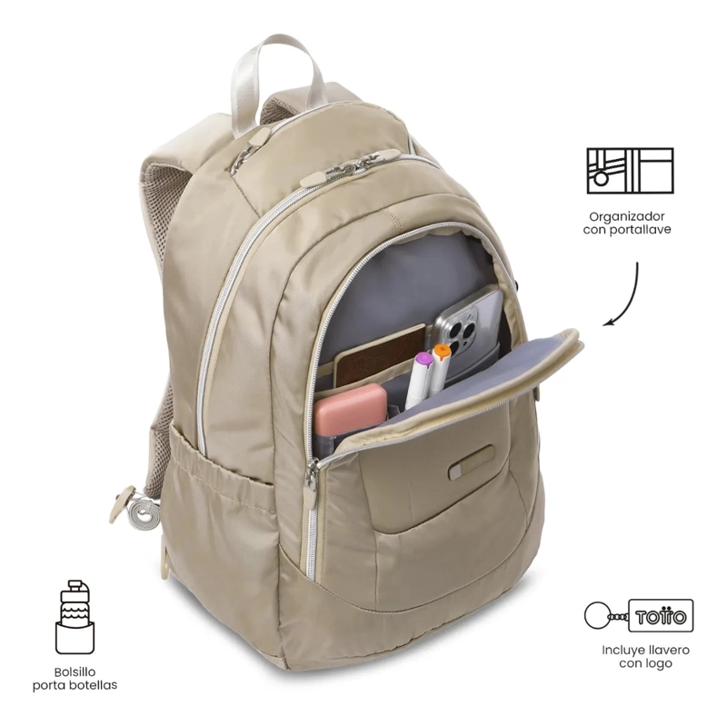 MOCHILA UNIVERSITARIO  GOCTAL TWILL 3.0 PORTA PC 14  BEIGE - 6