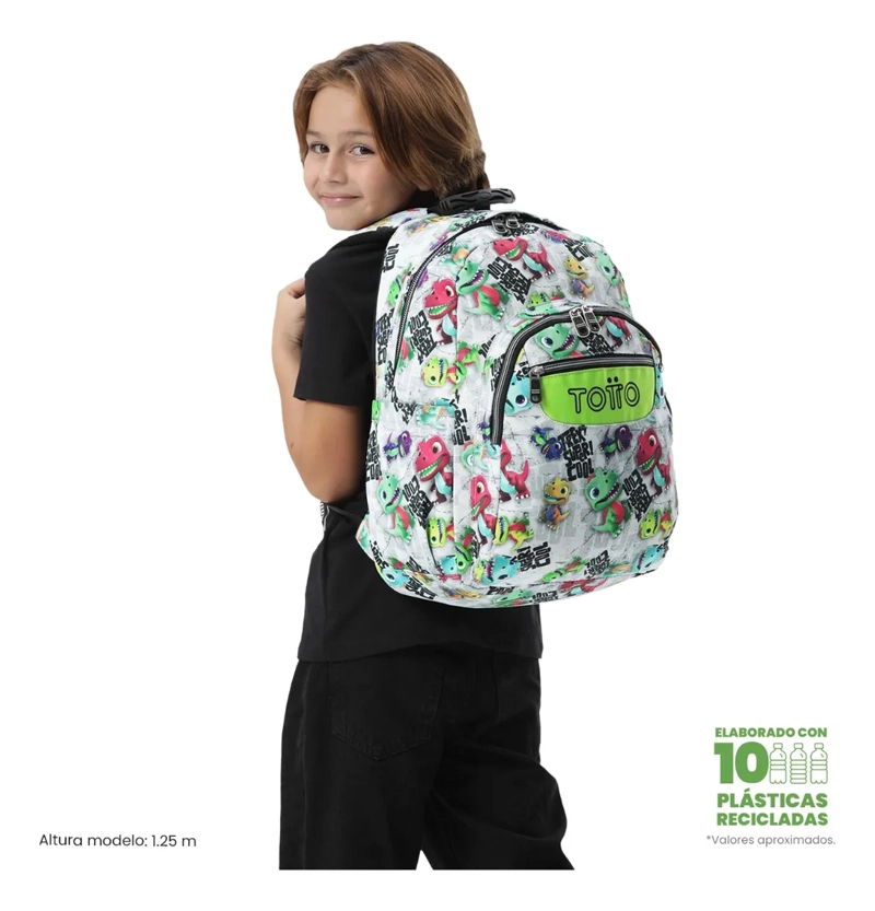 MOCHILA ESCOLAR JUVENIL PORTA PC 14  ACUARELA GRIS - 2
