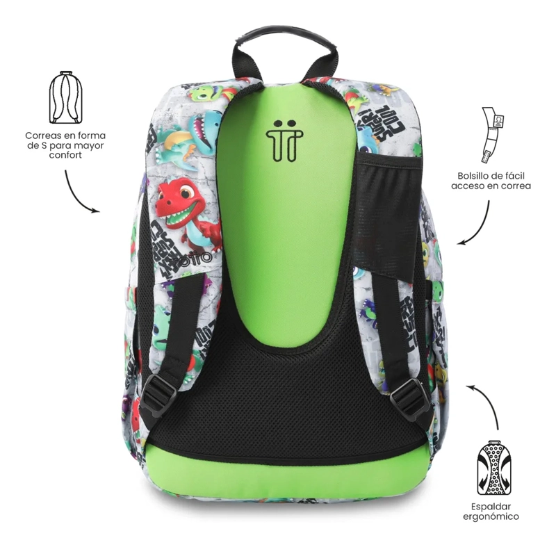 MOCHILA ESCOLAR JUVENIL PORTA PC 14  ACUARELA GRIS - 4