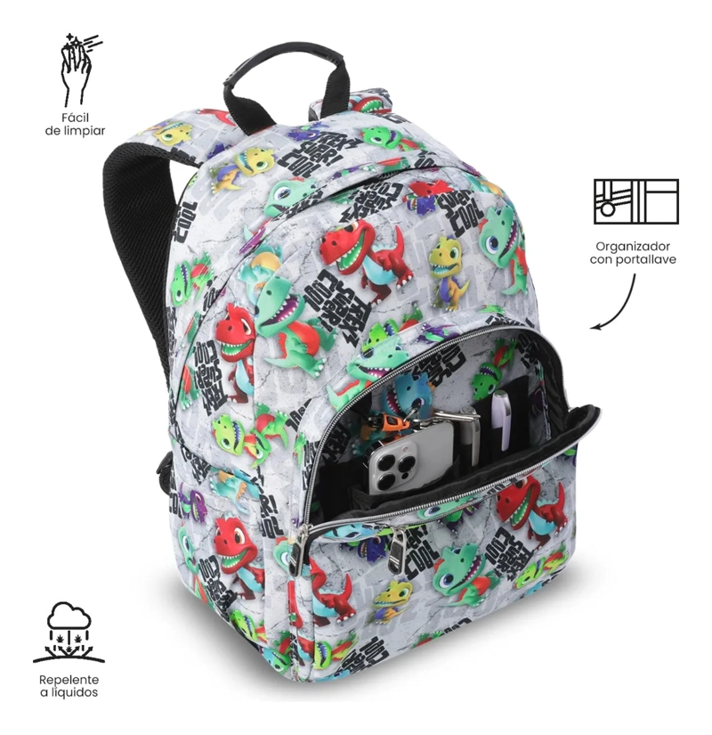 MOCHILA ESCOLAR JUVENIL PORTA PC 14  ACUARELA GRIS - 6