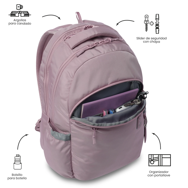 MOCHILA UNIVERSITARIO  PORTA PC 15' INDO 2.0 ROSADO - 5