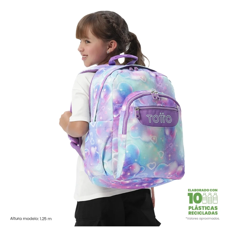 MOCHILA ESCOLAR JUVENIL PORTA PC 14  ACUARELA MORADA - 2