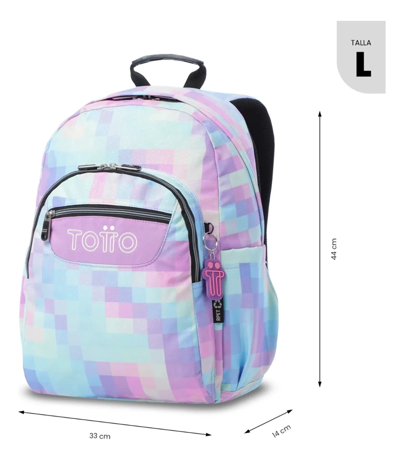 MOCHILA ESCOLAR JUVENIL PORTA PC 14  ACUARELA GLITTER AZUL - 3