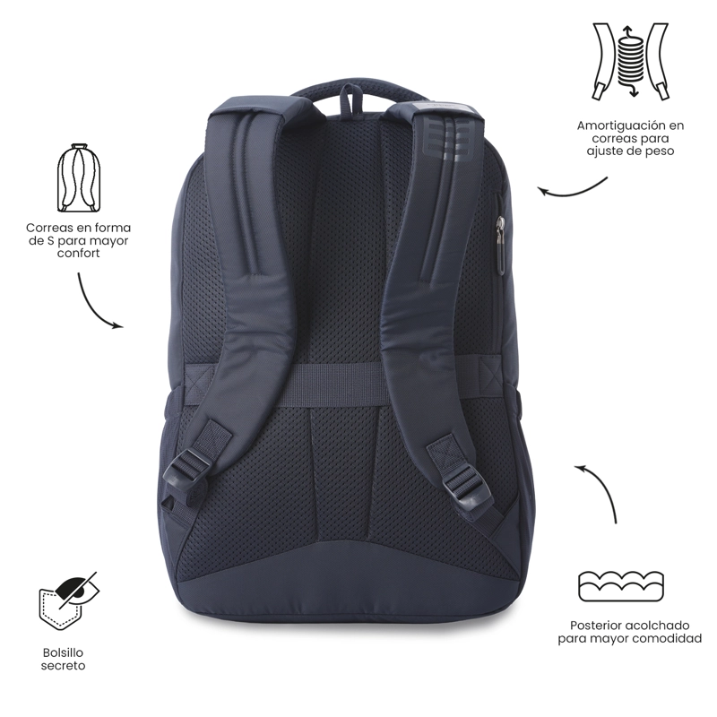 MOCHILA UNIVERSITARIO  SUSPENSION 2.0 PORTA PC 16' AZUL - 3