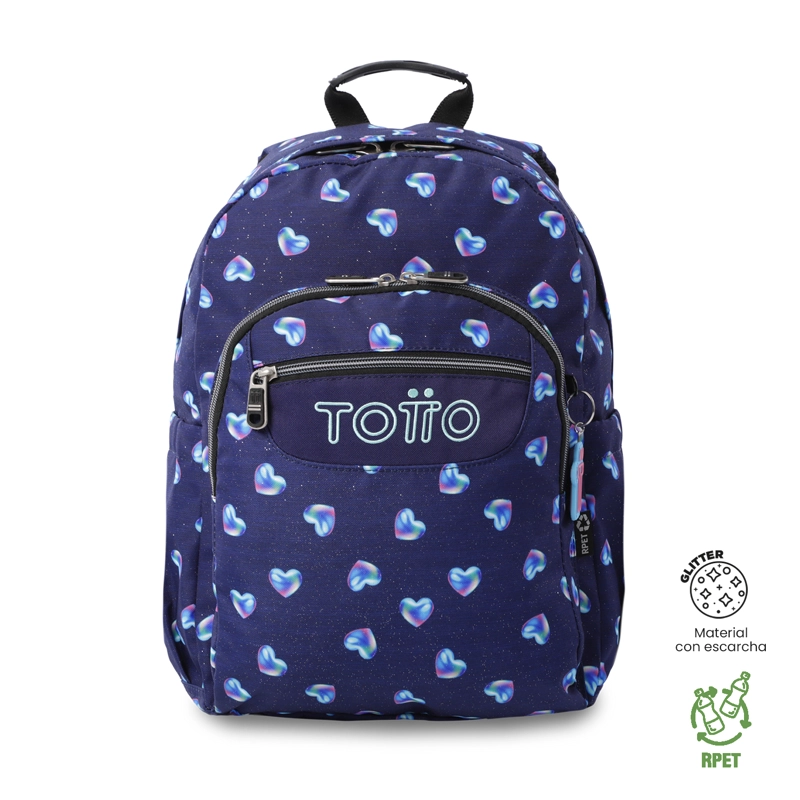 MOCHILA ESCOLAR JUVENIL PORTA PC 14' ACUARELA GLITTER AZUL - 1