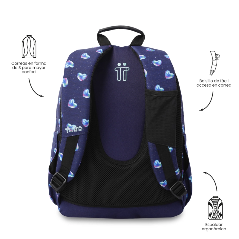 MOCHILA ESCOLAR JUVENIL PORTA PC 14' ACUARELA GLITTER AZUL - 3