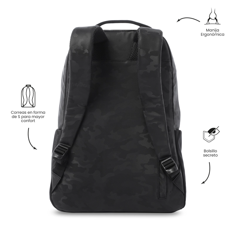 MOCHILA UNIVERSITARIO  DETROIT PORTA PC 16' NEGRO - 3