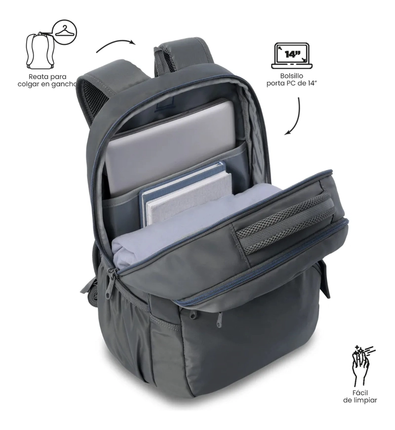 MOCHILA UNIVERSITARIO  TRACER 4 2.0 PORTA PC 14  GRIS - 5