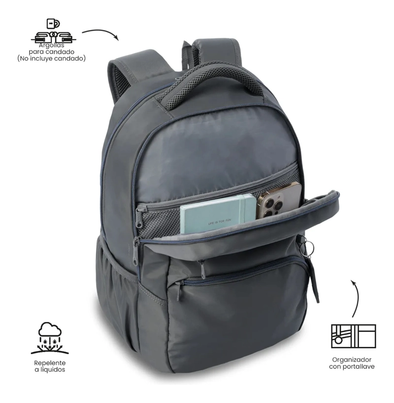 MOCHILA UNIVERSITARIO  TRACER 4 2.0 PORTA PC 14  GRIS - 6