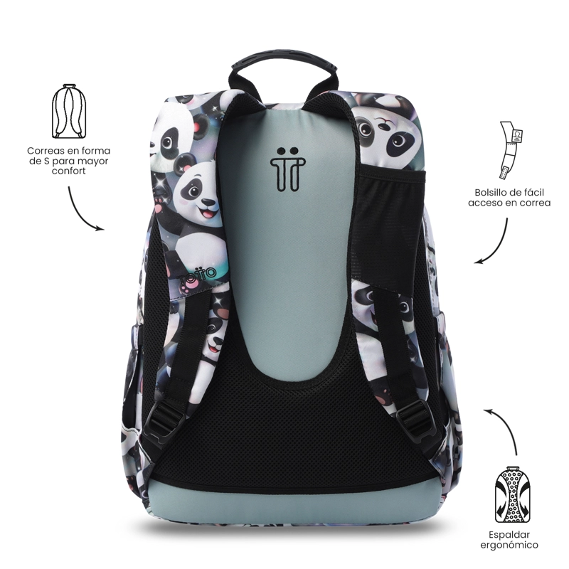 MOCHILA ESCOLAR JUVENIL PORTA PC 14' ACUARELA GRIS - 3