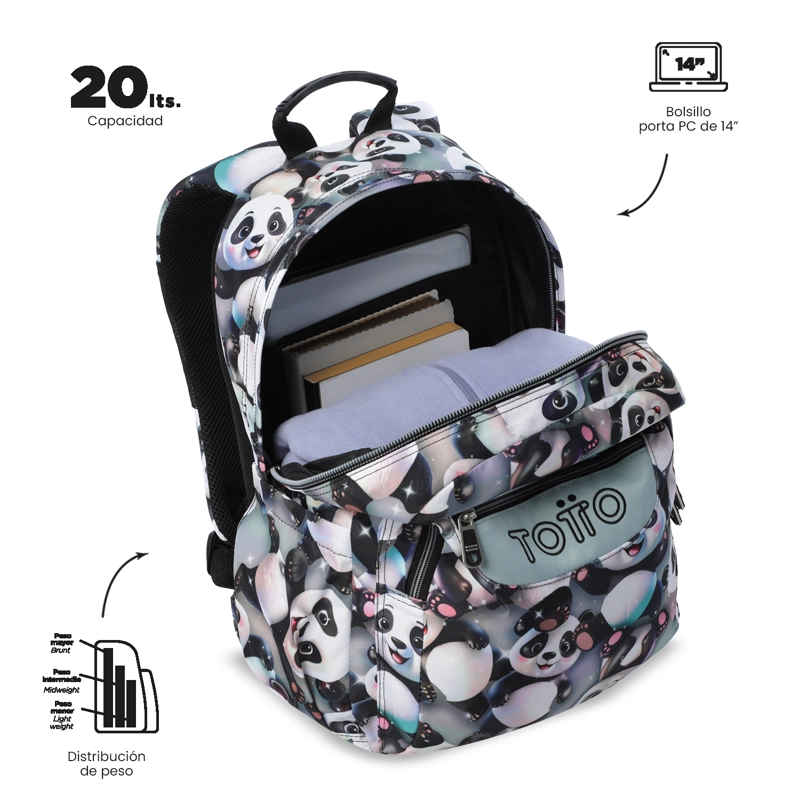 MOCHILA ESCOLAR JUVENIL PORTA PC 14' ACUARELA GRIS - 4