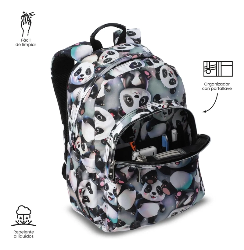 MOCHILA ESCOLAR JUVENIL PORTA PC 14  ACUARELA GRIS - 6