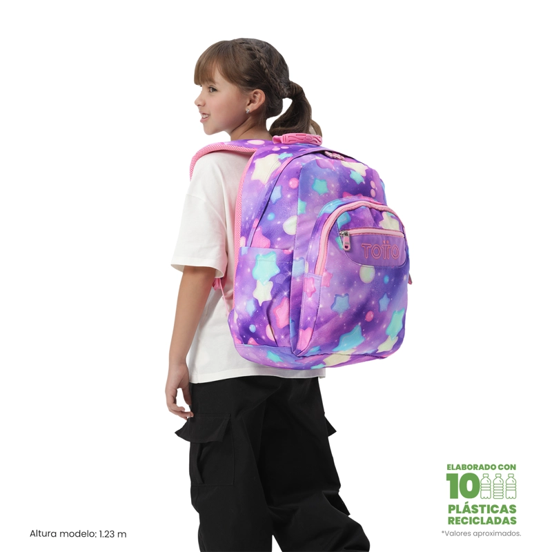 MOCHILA JUVENIL PORTA PC 14' ACUARELA ROSADO - 2