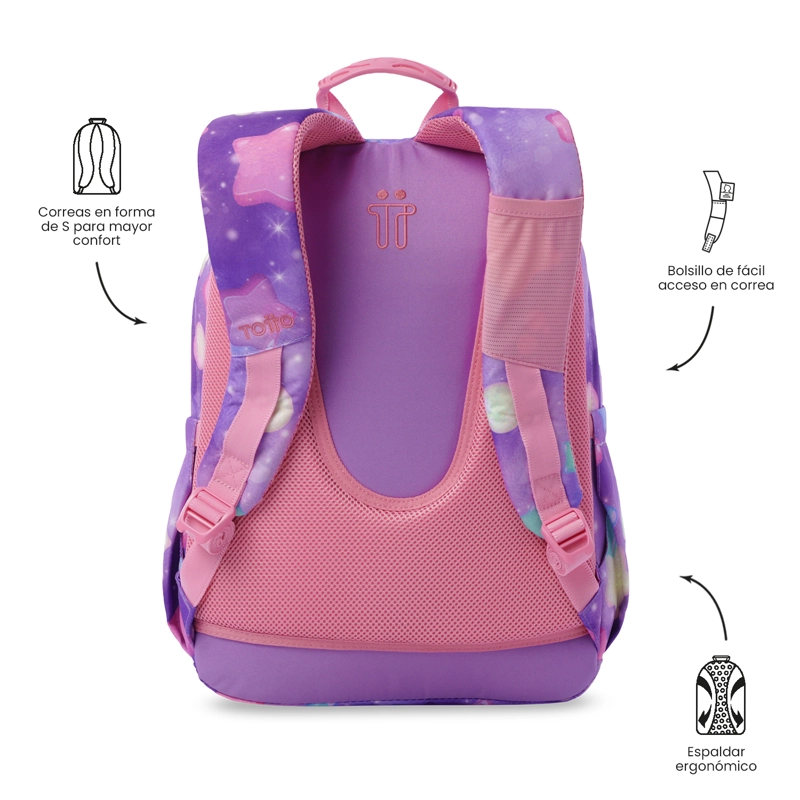 MOCHILA JUVENIL PORTA PC 14' ACUARELA ROSADO - 4