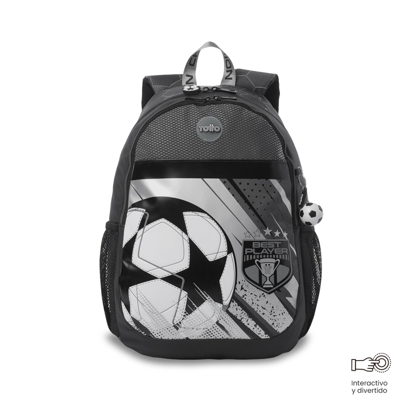 MOCHILA ESCOLAR TOTTO PARA NIÑO CHAMPION GRANDE  GRIS - 1