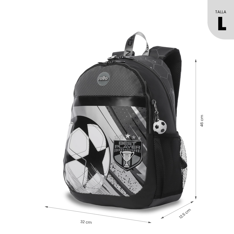 MOCHILA ESCOLAR TOTTO PARA NIÑO CHAMPION GRANDE  GRIS - 2