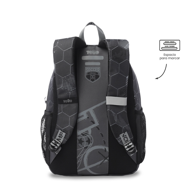 MOCHILA ESCOLAR TOTTO PARA NIÑO CHAMPION GRANDE  GRIS - 3