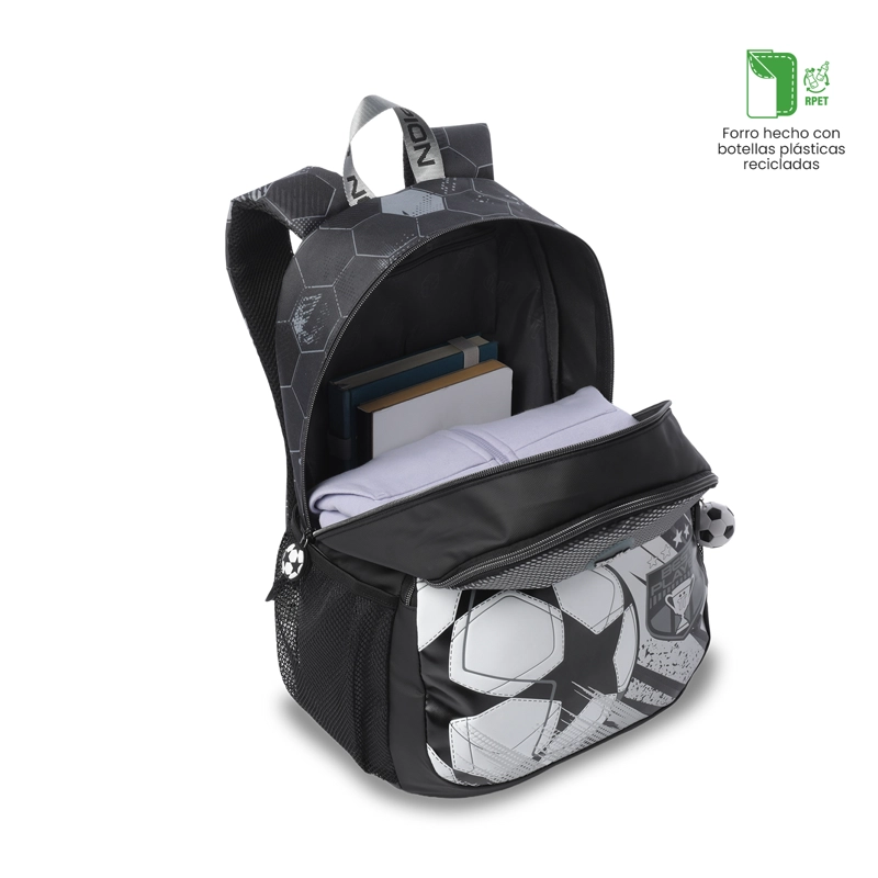 MOCHILA ESCOLAR TOTTO PARA NIÑO CHAMPION GRANDE  GRIS - 4