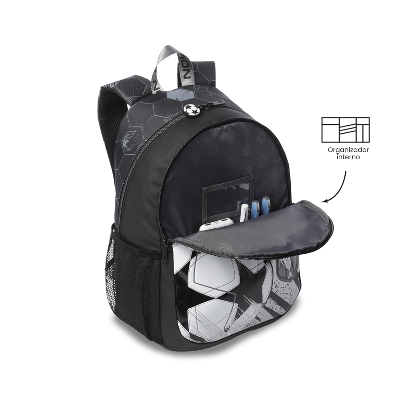 MOCHILA ESCOLAR TOTTO PARA NIÑO CHAMPION GRANDE  GRIS - 5