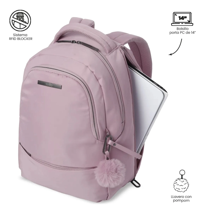 MOCHILA PARA OFICINA PC 14  ADELAIDE 2 2.0 MEDIANO ROSADO - 5