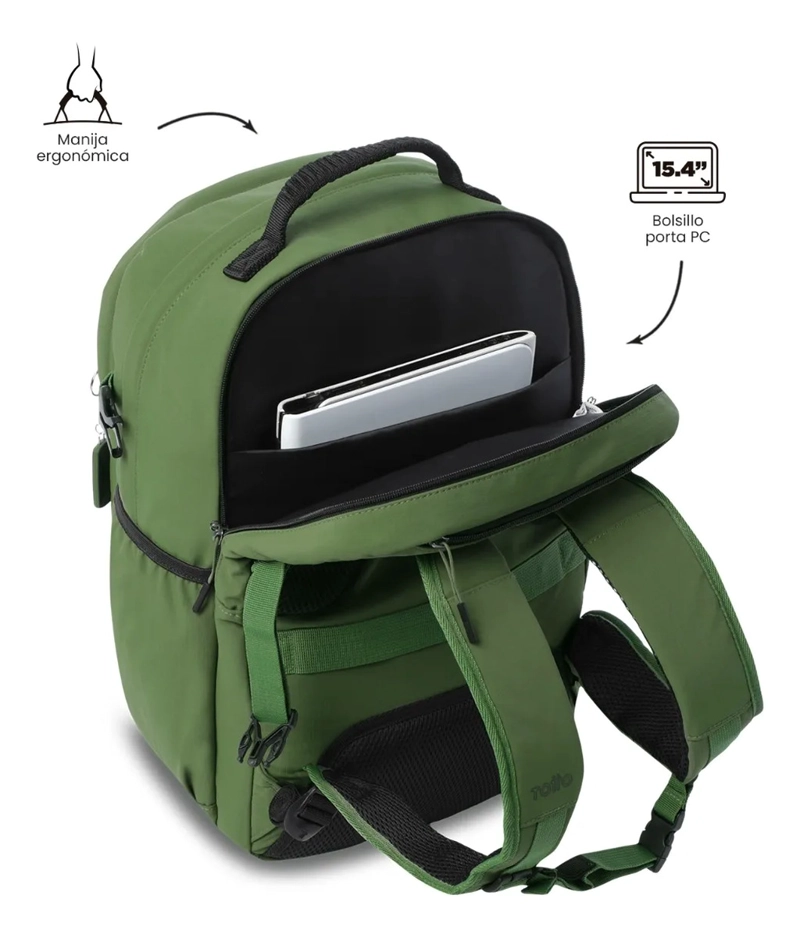 MOCHILA UNIVERSITARIO  SPA PORTA PC 15.4  VERDE - 4