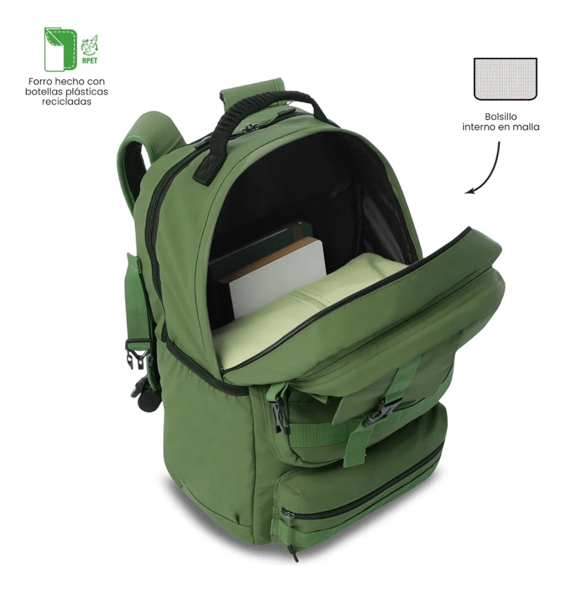 MOCHILA UNIVERSITARIO  SPA PORTA PC 15.4  VERDE - 5