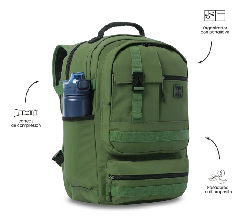 MOCHILA UNIVERSITARIO  SPA PORTA PC 15.4  VERDE - 6