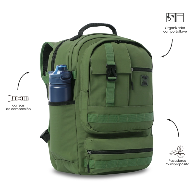 MOCHILA UNIVERSITARIO  SPA PORTA PC 15.4  VERDE - 7