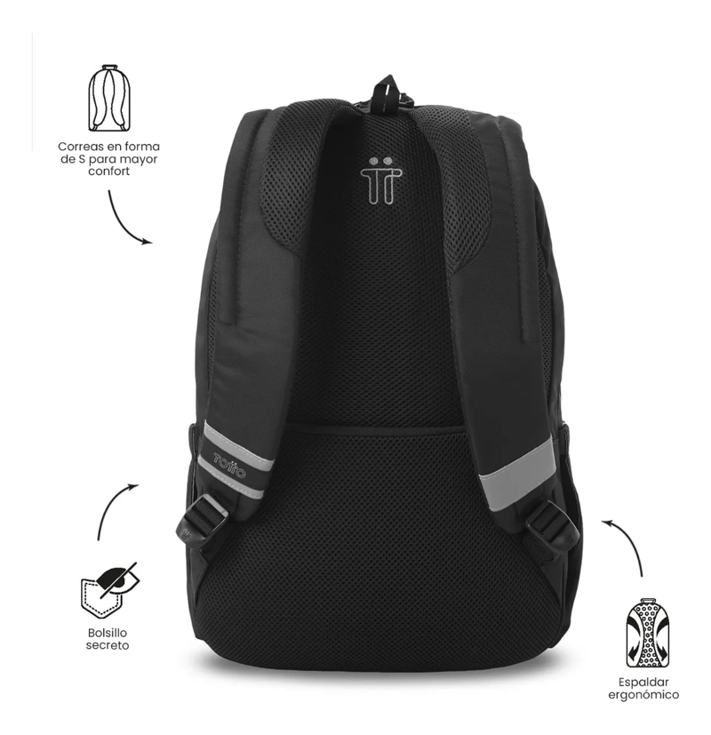 MOCHILA UNIVERSITARIO  PORTA PC 15  INDO 2.0 NEGRO - 3