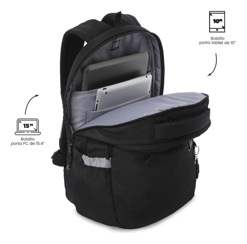MOCHILA UNIVERSITARIO  PORTA PC 15  INDO 2.0 NEGRO - 4